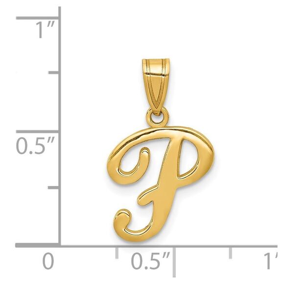 14k Yellow Gold, Mimi Collection, Small Script Initial P Pendant - Picture 4 of 5